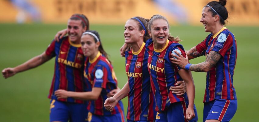 Jugadoras de Barcelona celebrando